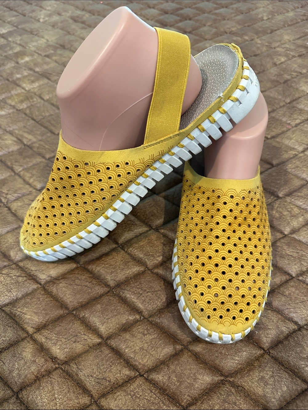 Ilse Jacobsen Yellow Perforated Slingback Mules